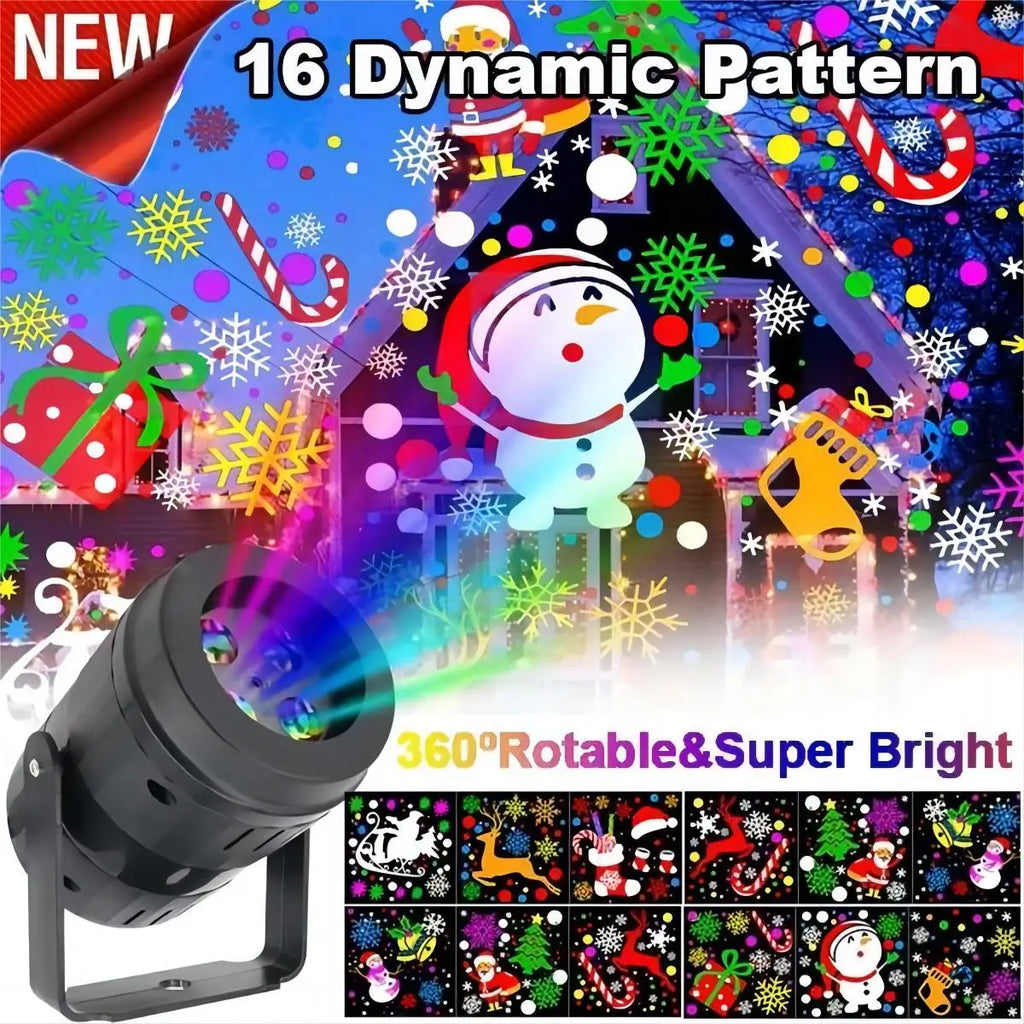 16 Pattern Christmas Projector Lights Outdoor/Indoor Holiday Projectio ...